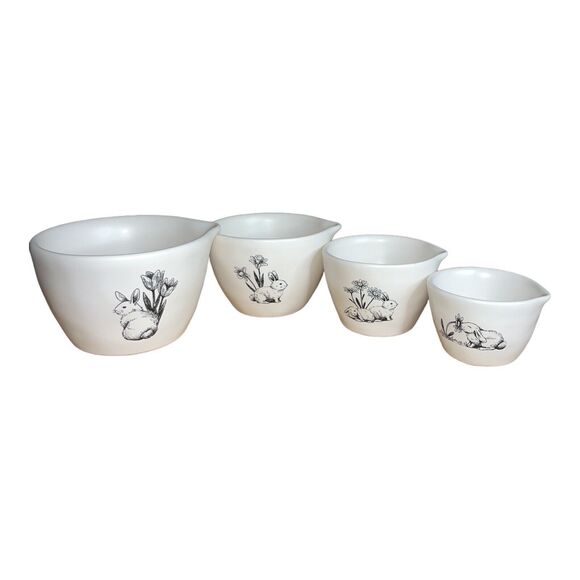 NEW Rae Dunn RARE Collection 2024 Bunny Sketch Measuring Cups NWT - Picture 1 of 7